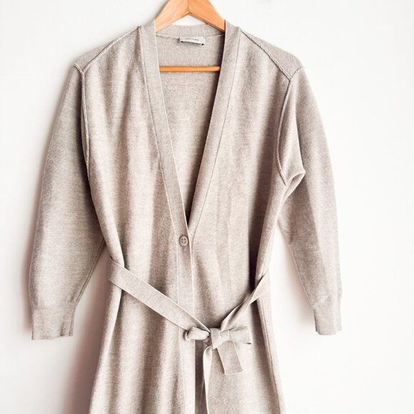 LEMAIRE wool-blend longline cardigan Light Beige Button Down S - Picture 3 of 8